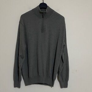 Jos’ A bank Men's Gray Half-Zip Sweater wool XL office casual cozy soft green